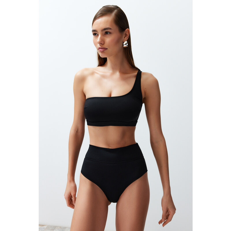 Trendyol Black Single Shoulder High Waist Regular Bikini Set