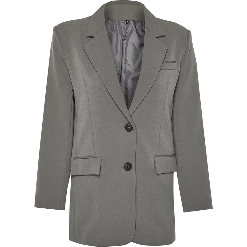 Trendyol Gray Oversize Basic Woven Blazer Jacket