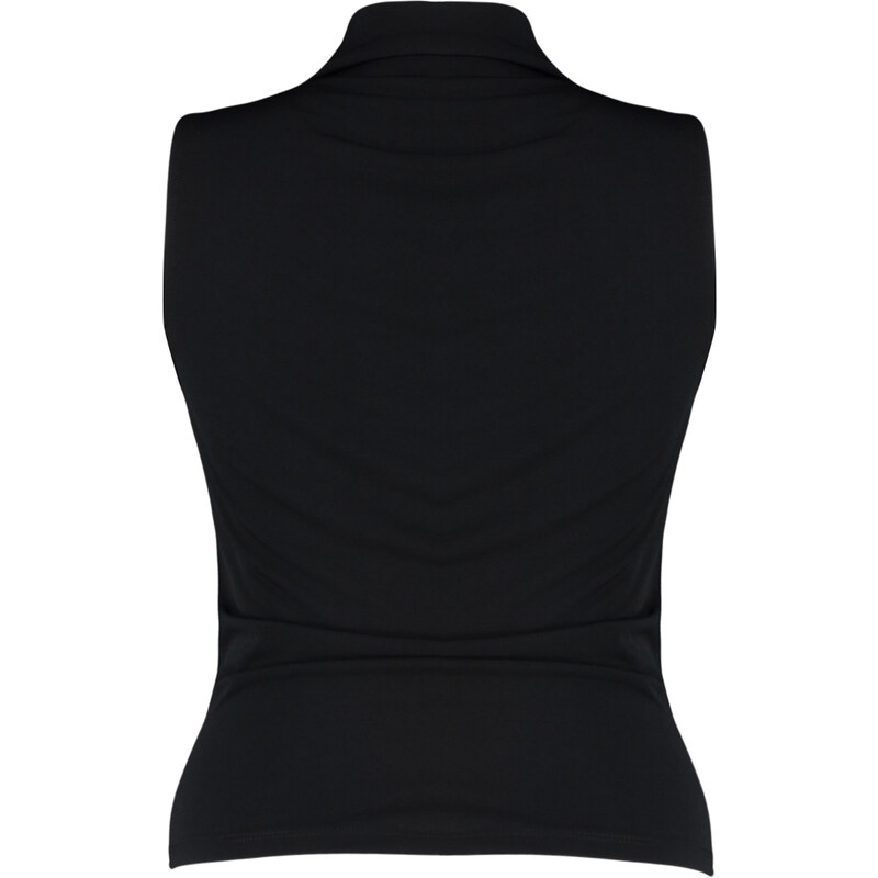 Trendyol Curve Black Gather Detailed Fitted Knitted Blouse