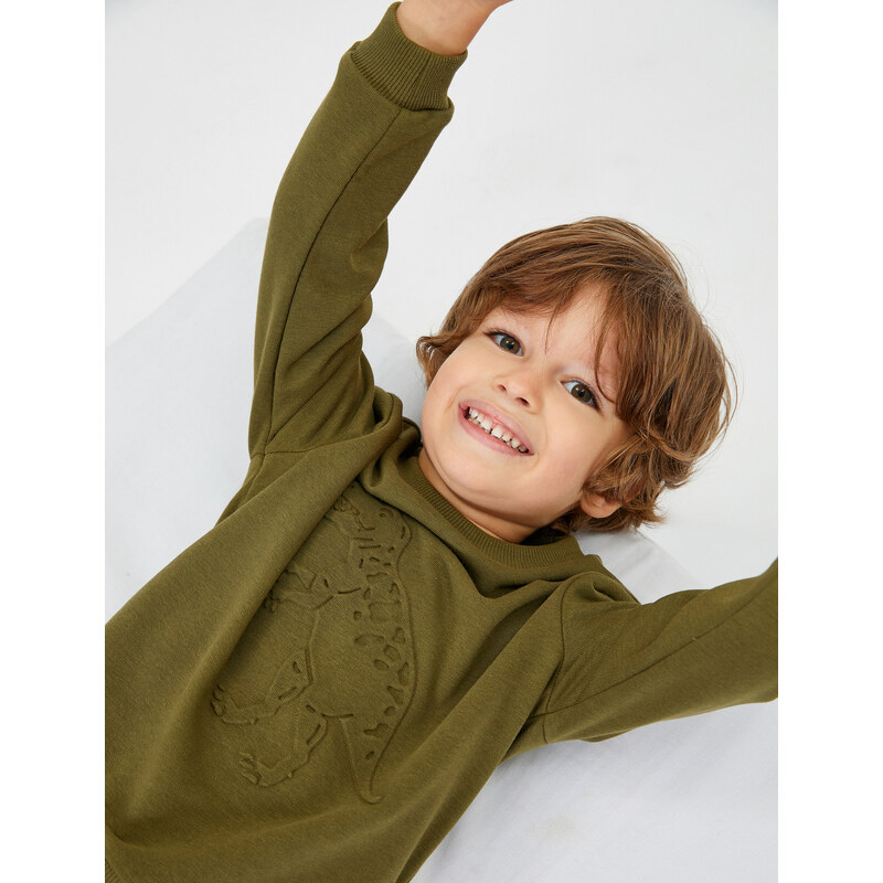 Koton Dinosaur Sweatshirt with Crew Neck Long Sleeve