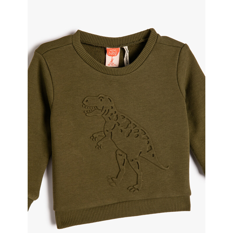 Koton Dinosaur Sweatshirt with Crew Neck Long Sleeve