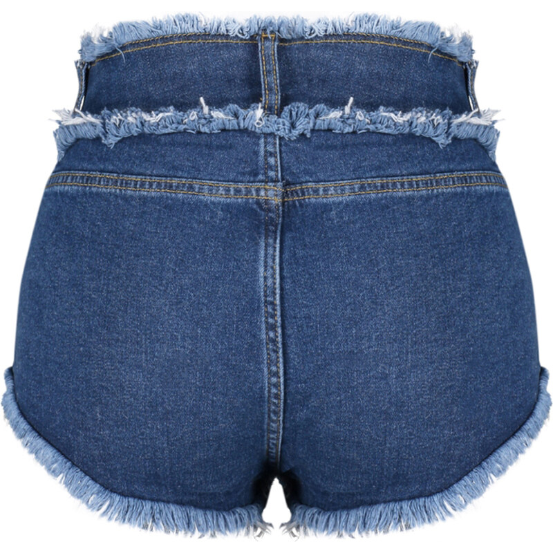 Trendyol Blue Denim Tasseled Denim Shorts & Bermuda
