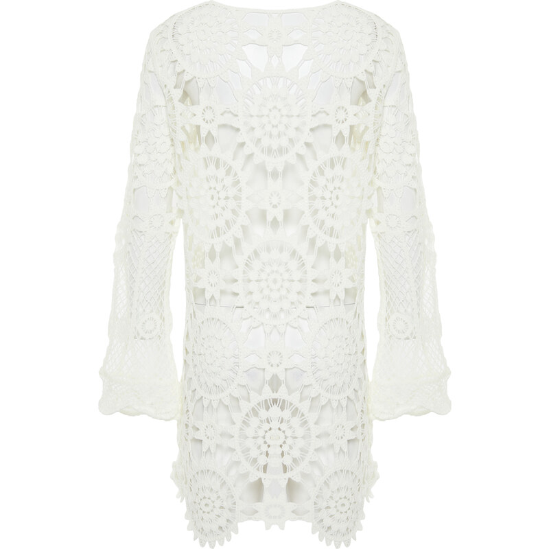 Trendyol Bridal White Mini Knitted Knitwear effect Beach Dress