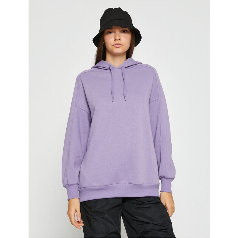 Koton Basic Oversize Sweatshirt with Hooded Fleece Inside