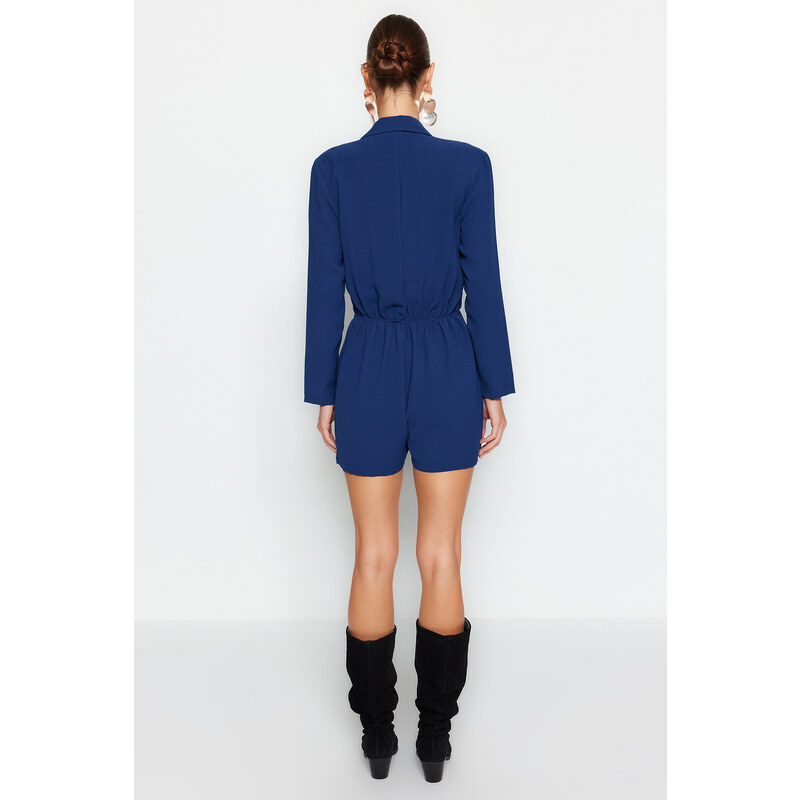 Trendyol Navy Blue Double Breasted Short Skirt Woven Jumpsuit