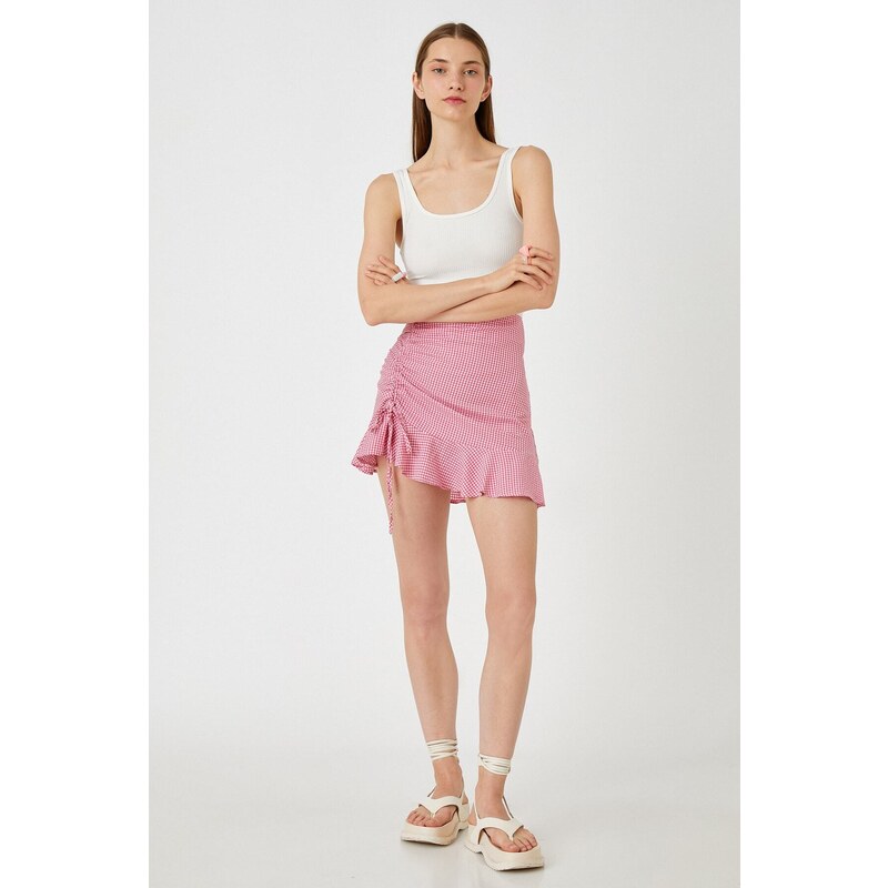 Koton Pleated Patterned Mini Skirt