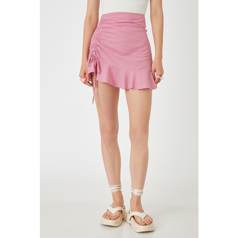 Koton Pleated Patterned Mini Skirt