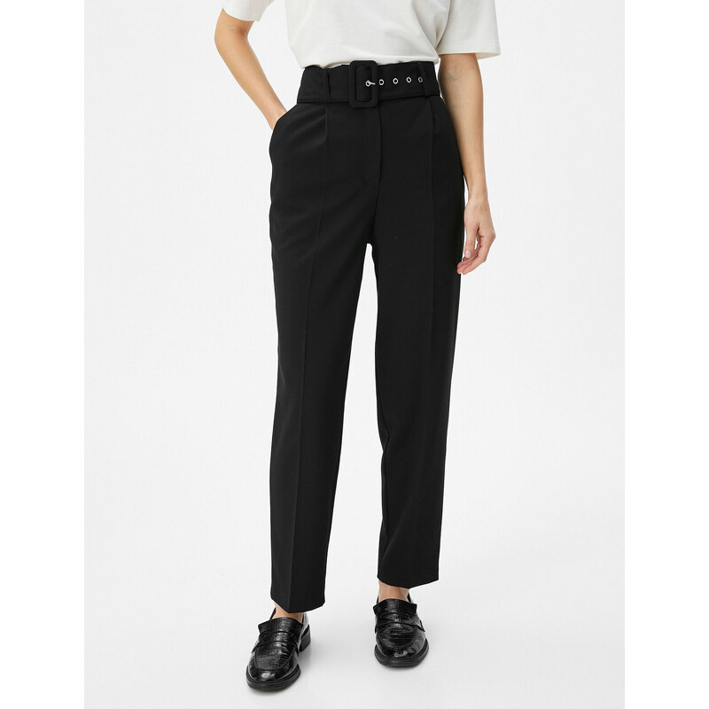 Koton Fabric Trousers High Waist Belted Pocket