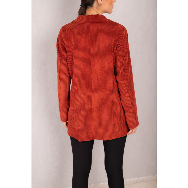 armonika Women's Tile Single Button Velvet Jacket