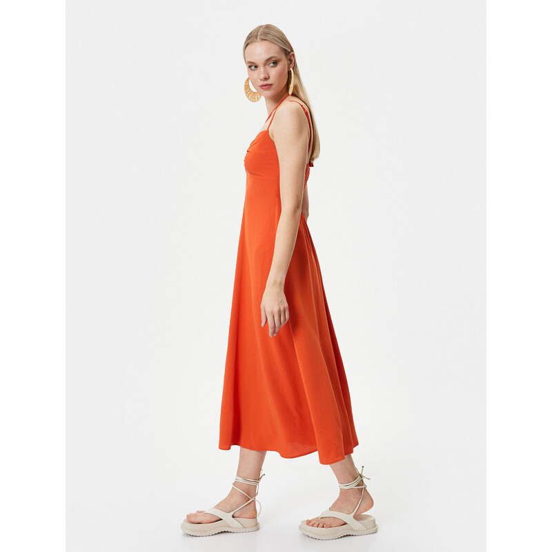 Koton Strappy Midi Dress Halter Draped