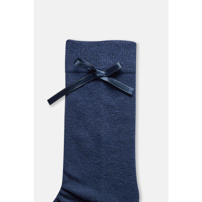 Dagi Navy Blue Girls' Bow Knee High Socks