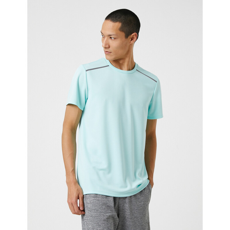 Koton Sports T-Shirt with Stripe Print Crew Neck Breathable Fabric.