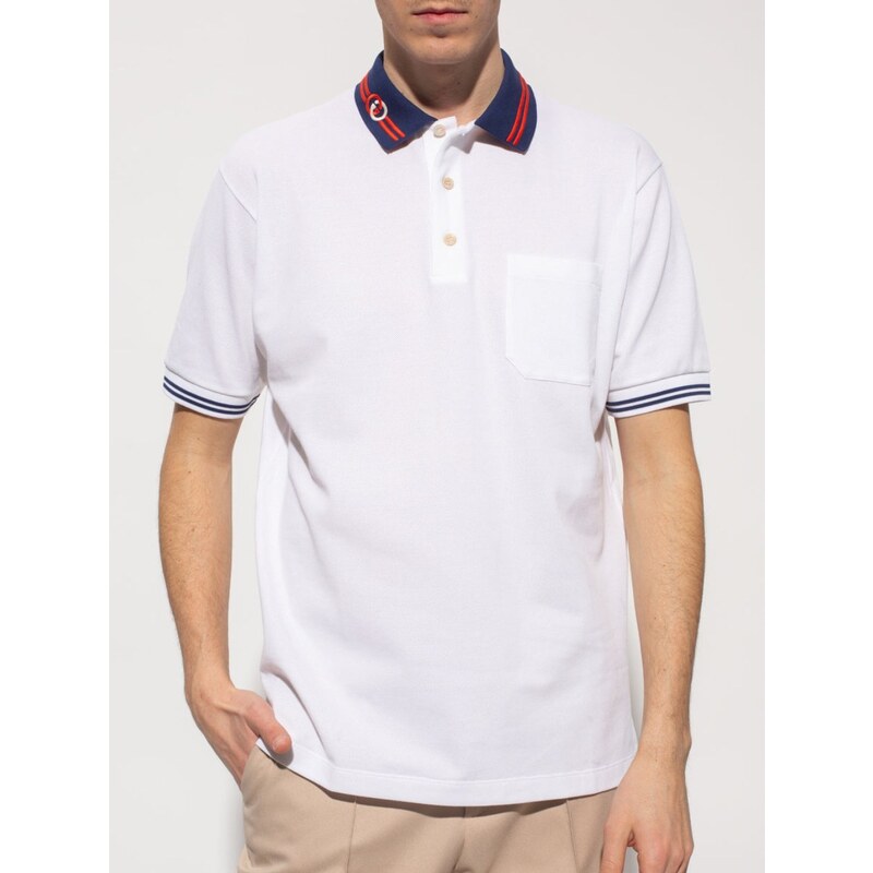 GUCCI Cotton Piquet White polo tričko