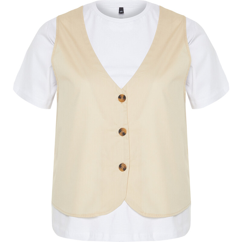 Trendyol Curve White Vest Form Knitted Blouse