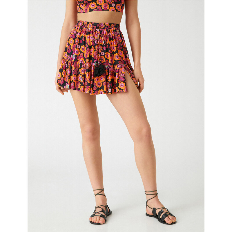 Koton Tiered Mini Skirt Floral Patterned