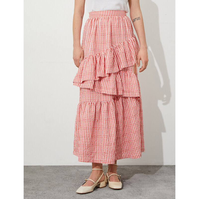 Koton Tuba Ünsal X Cotton - Asymmetric Frilly Maxi Skirt