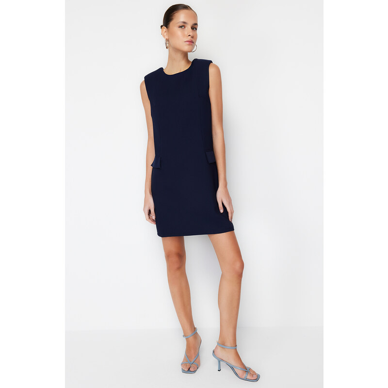 Trendyol Navy Blue Straight Cut Sleeveless Mini Woven Dress 115740429