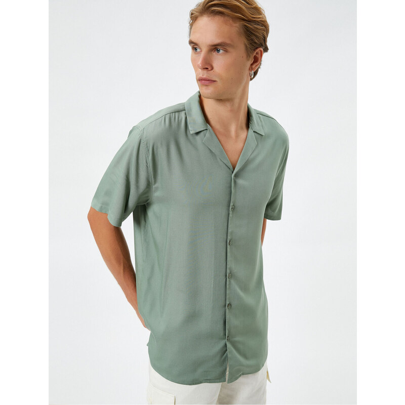 Koton Basic Shirt Short Sleeve Turndown Neck Ecovero Viscose