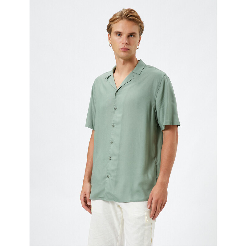 Koton Basic Shirt Short Sleeve Turndown Neck Ecovero Viscose