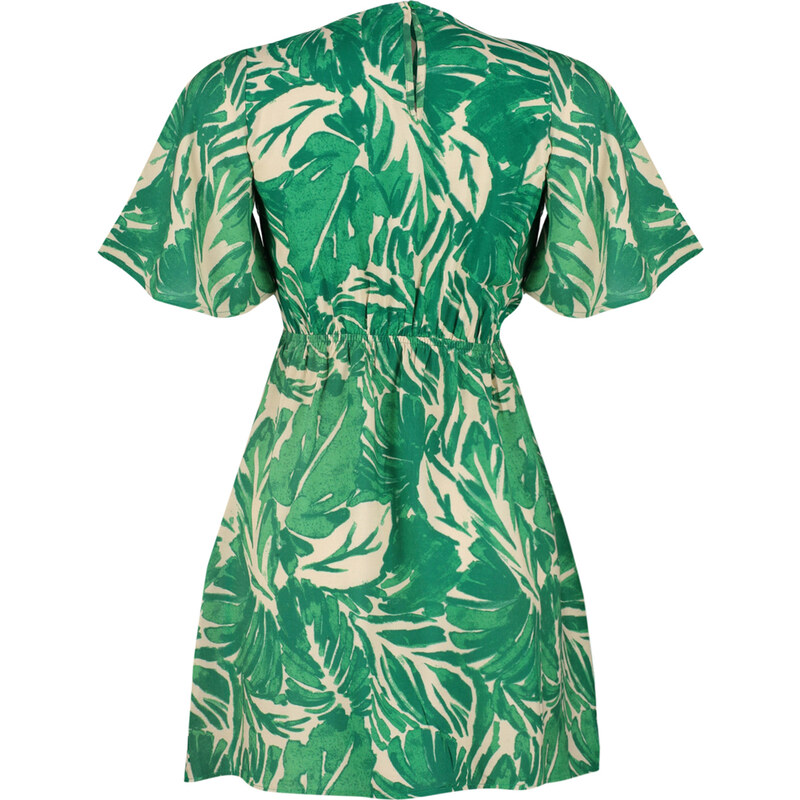 Trendyol Green Tropical Floral A-line Viscose Mini Woven Dress