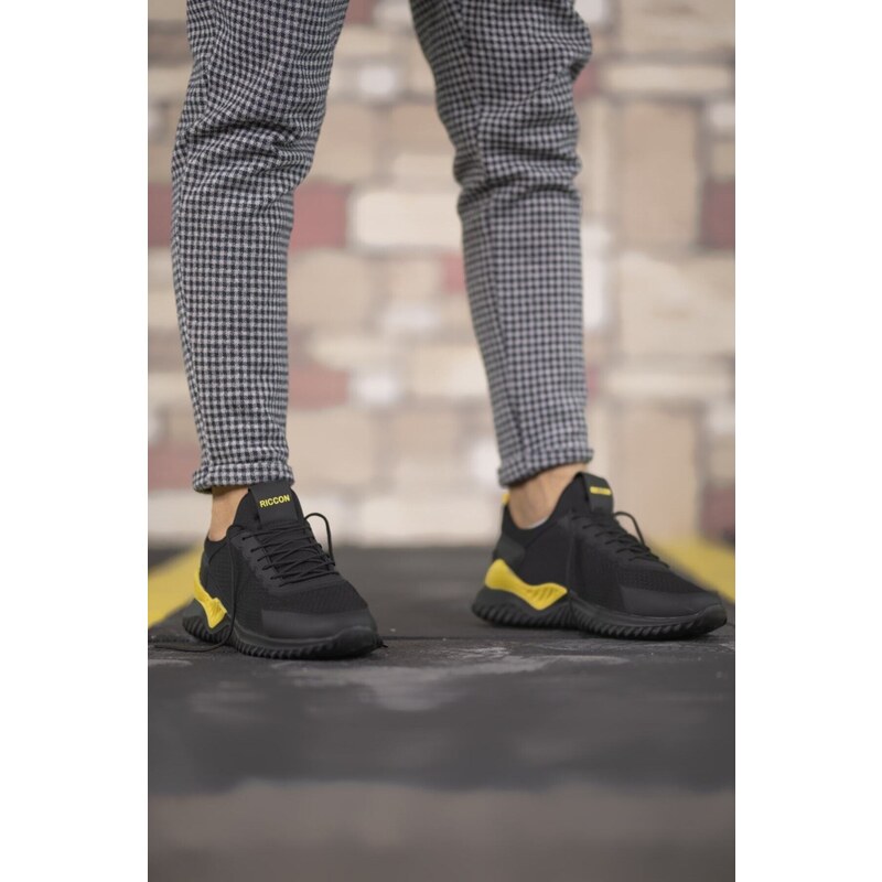 Riccon Black Yellow Unisex Sneakers 00122044