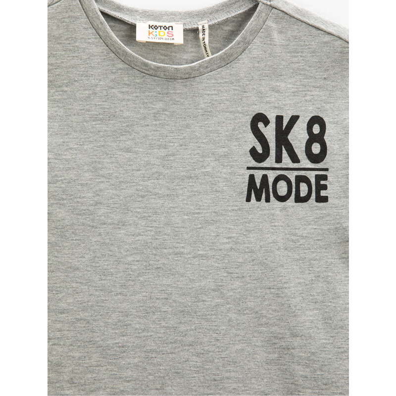 Koton Short Sleeve T-Shirt with a Crew Neck Printed on the Back