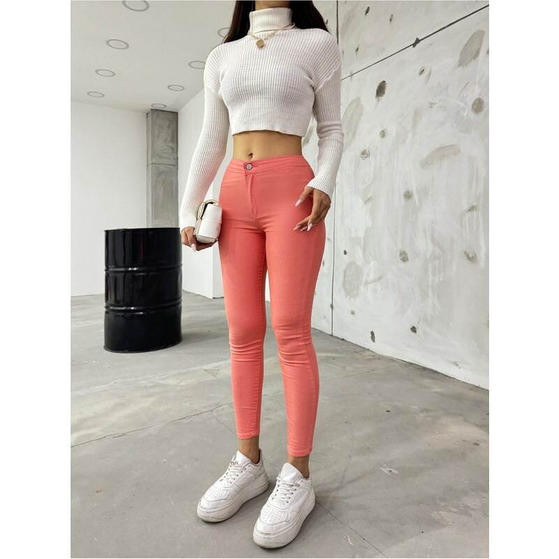 BİKELİFEJNS Women's Salmon High Waist Lycra Leggings Pants