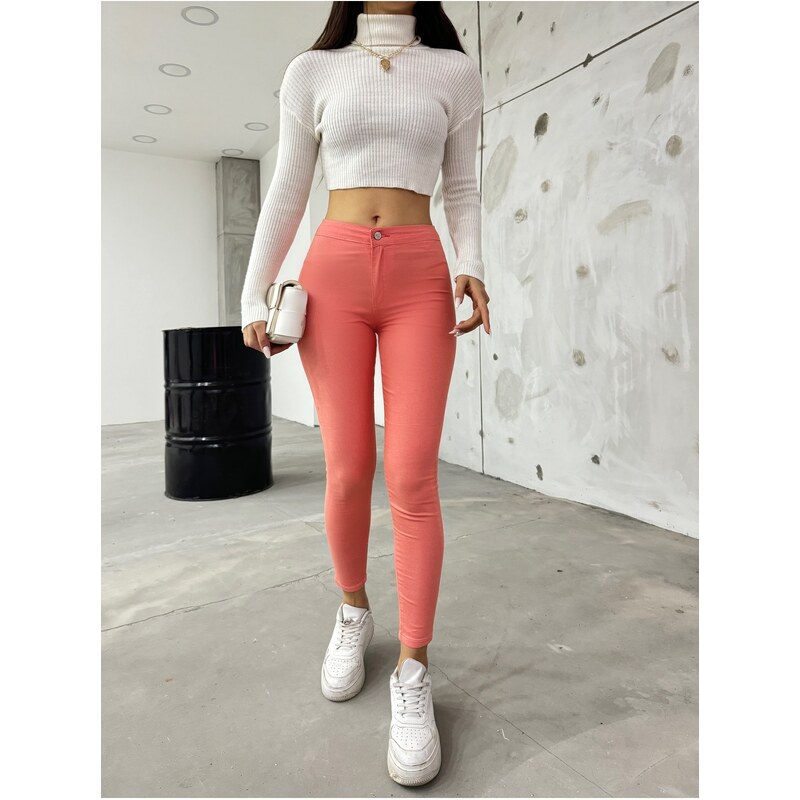 BİKELİFEJNS Women's Salmon High Waist Lycra Leggings Pants