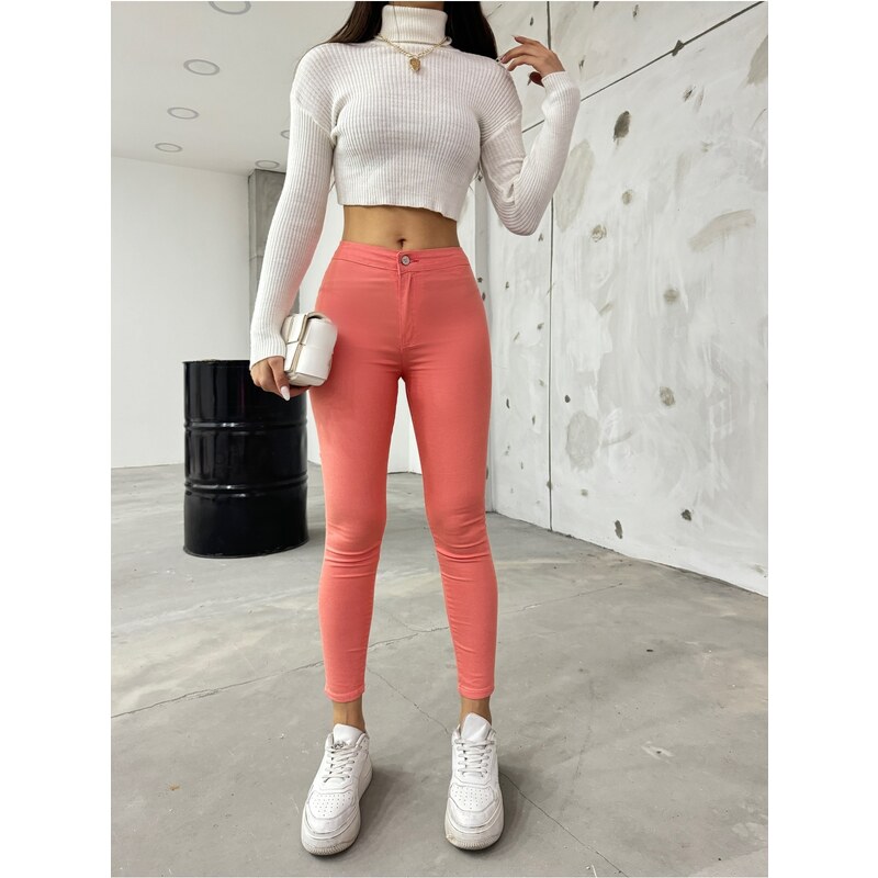 BİKELİFEJNS Women's Salmon High Waist Lycra Leggings Pants