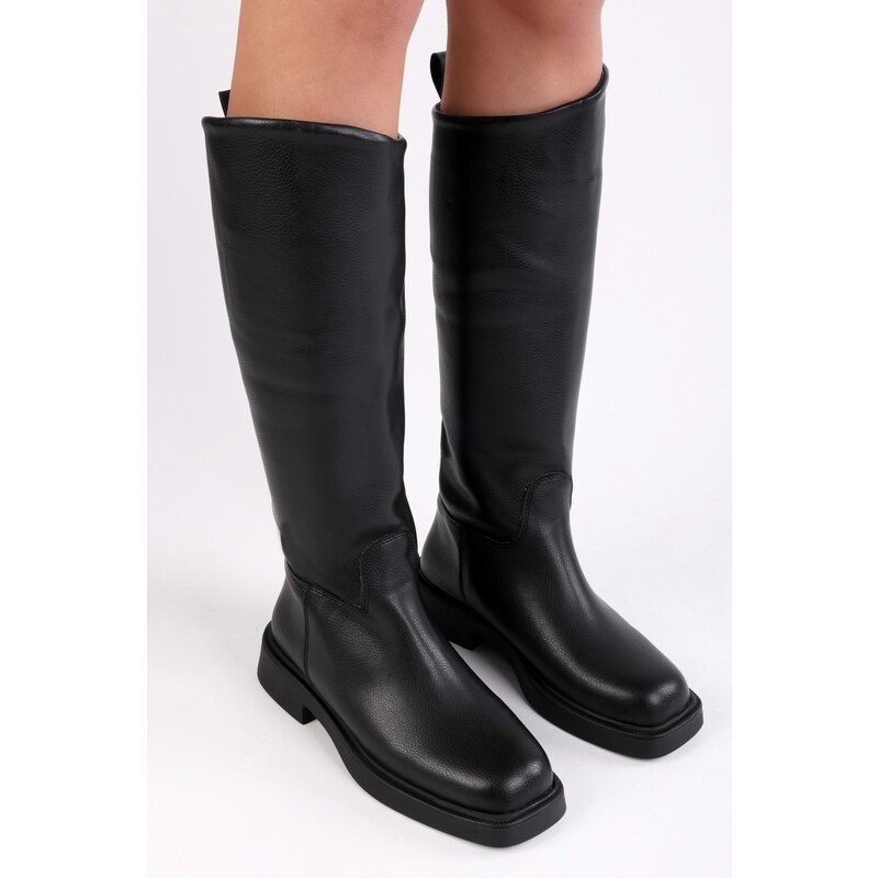 Shoeberry Women's Kensley Black Chunky Sole Boots