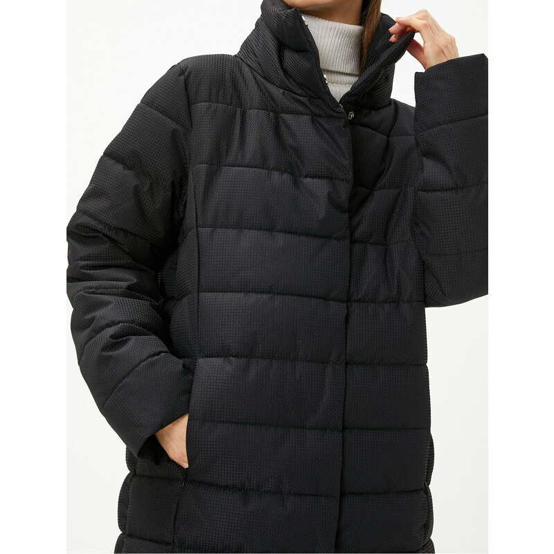 Koton Puffer Coat High Neck Snaps Relax Fit