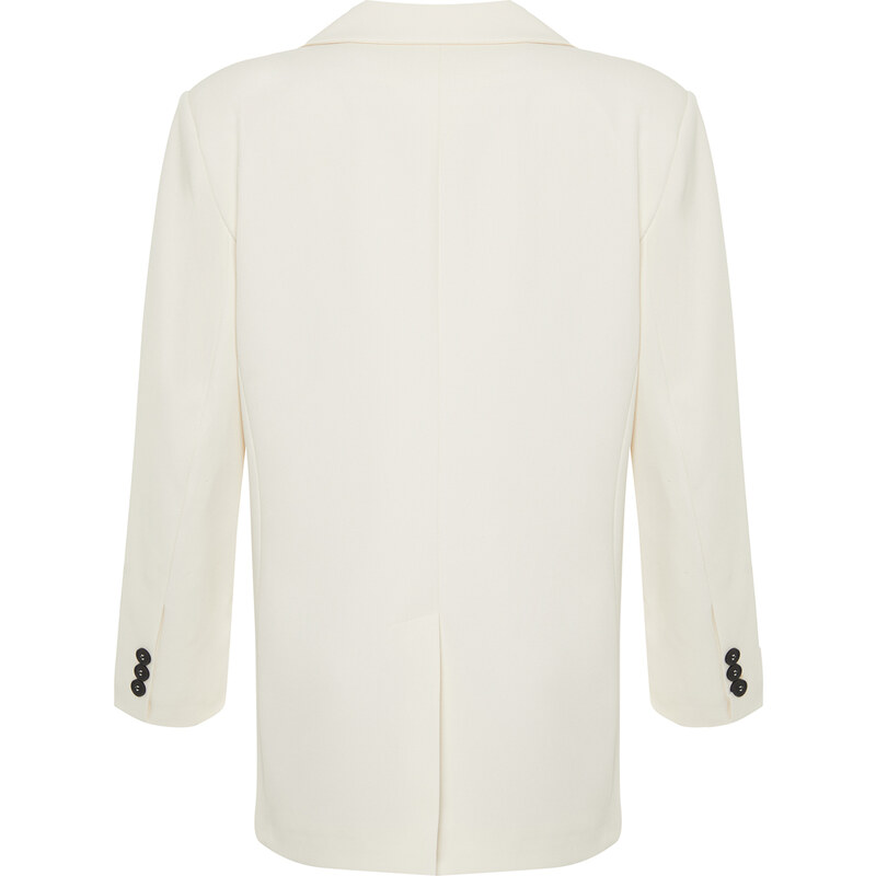 Trendyol Ecru Oversize Basic Woven Blazer Jacket