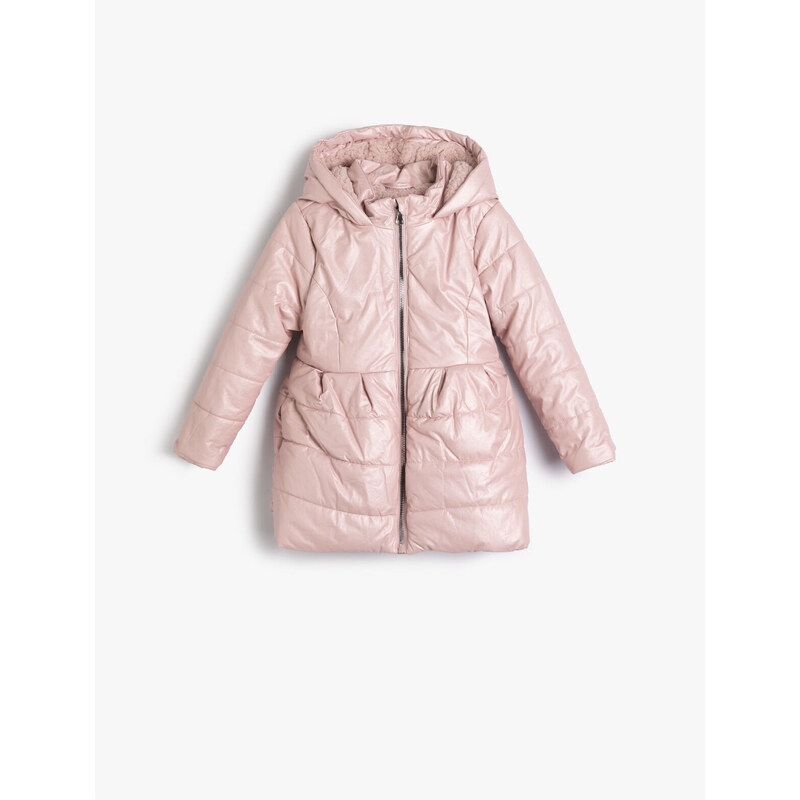 Koton Long Puffer Coat Hooded Quilted Plush Lined