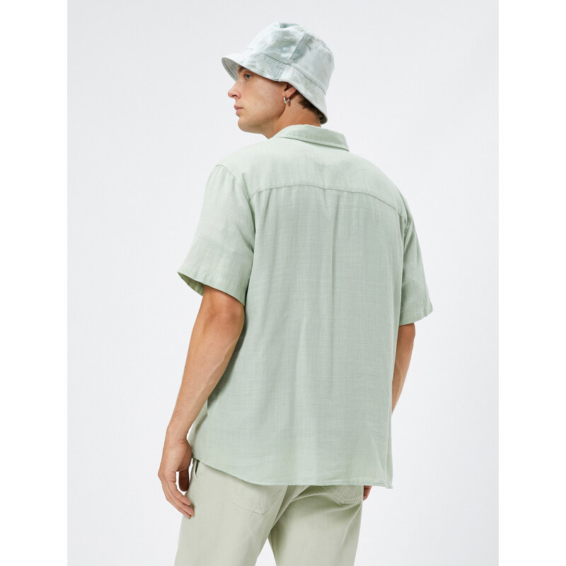 Koton Summer Shirt Short Sleeve Turndown Collar Buttoned Cotton