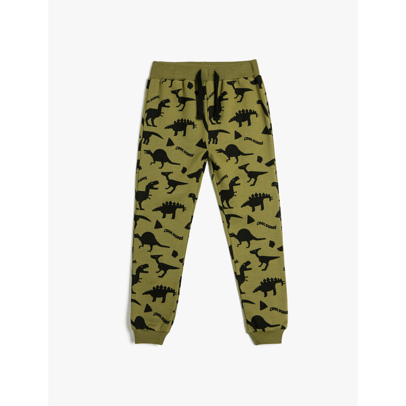 Koton Dinosaur Sweatpants Tie Waist Raised Cotton