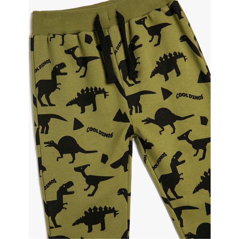 Koton Dinosaur Sweatpants Tie Waist Raised Cotton