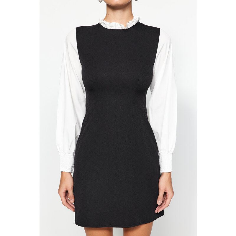 Trendyol Black A-Line Shirt Detailed Mini Woven Dress