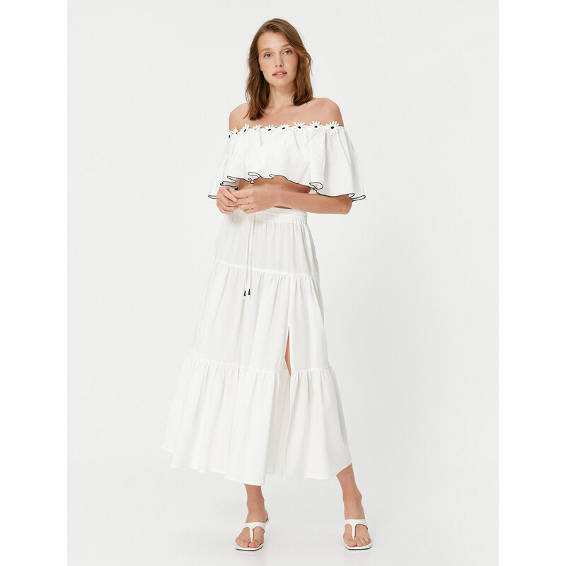 Koton Slit Cotton Midi Skirt