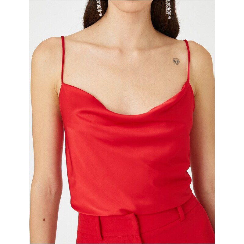 Koton Strapless Satin Evening Dress blouse with Tie Back Detail.