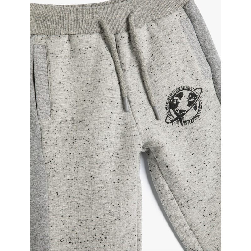 Koton Jogger Sweatpants Print Detail Tied Waist Pocket Raising