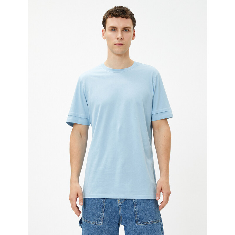 Koton Basic T-Shirt Crew Neck Sleeve Detailed