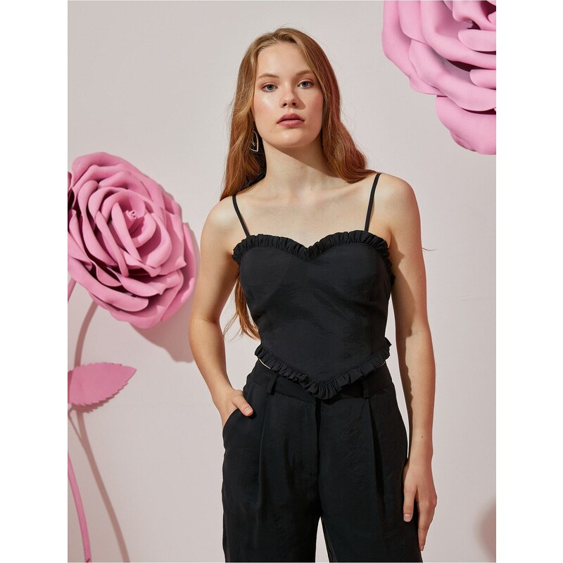 Koton Ruffle Detail Heart Shaped Strap Undershirt