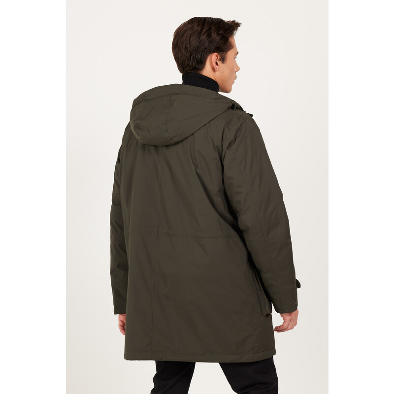 ALTINYILDIZ CLASSICS Men's Khaki Standard Fit Normal Cut Hooded Coat