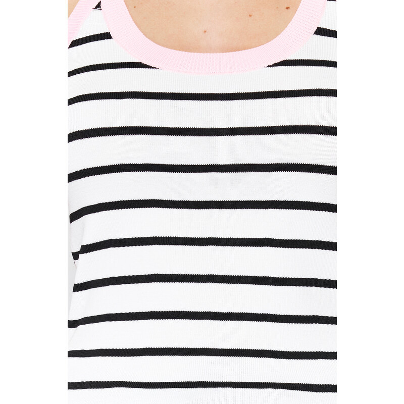 Trendyol Pink Stripe Detailed Color Block Knitwear Blouse