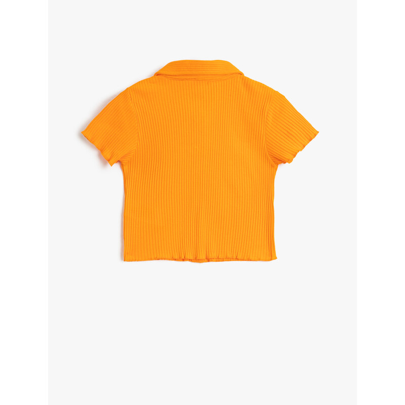 Koton Polo T-Shirt With Short Sleeves, Snap Buttons, Cotton Ribbon.