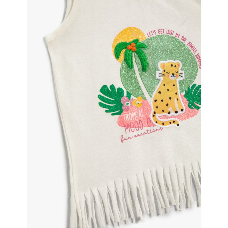 Koton Embroidered Animal Figure Tasseled Singlet Cotton Cotton