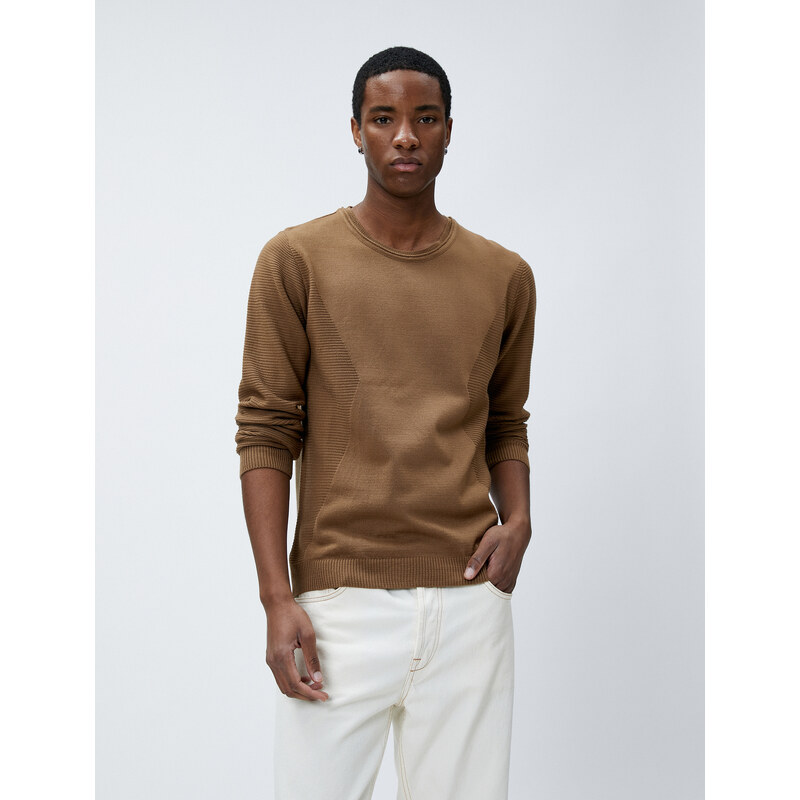 Koton Basic Sweater Crew Neck Slim Fit Long Sleeve Textured
