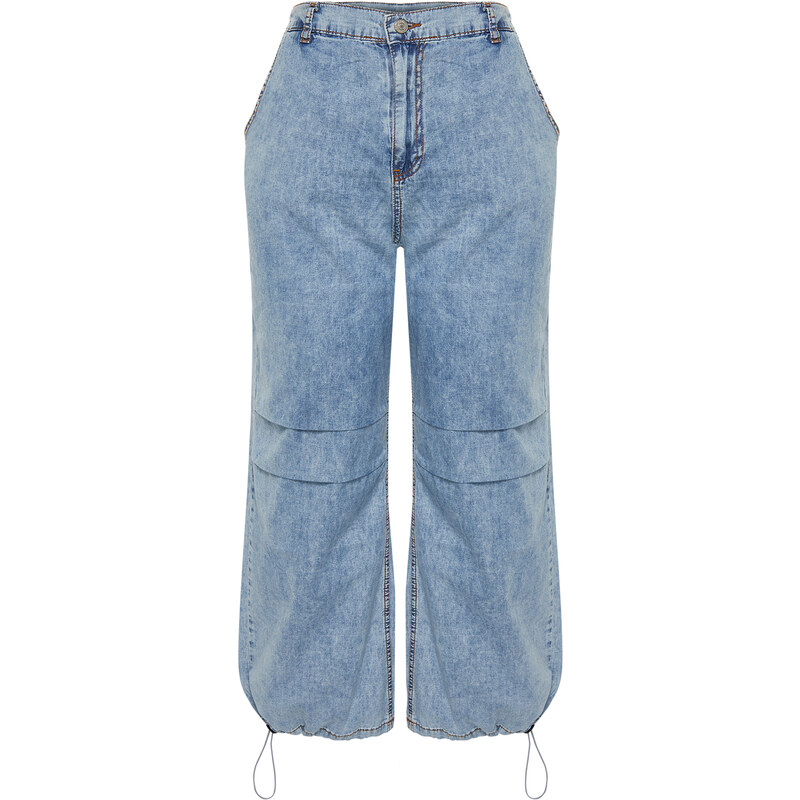 Trendyol Curve Blue Leg Stopper Detailed Denim Jeans