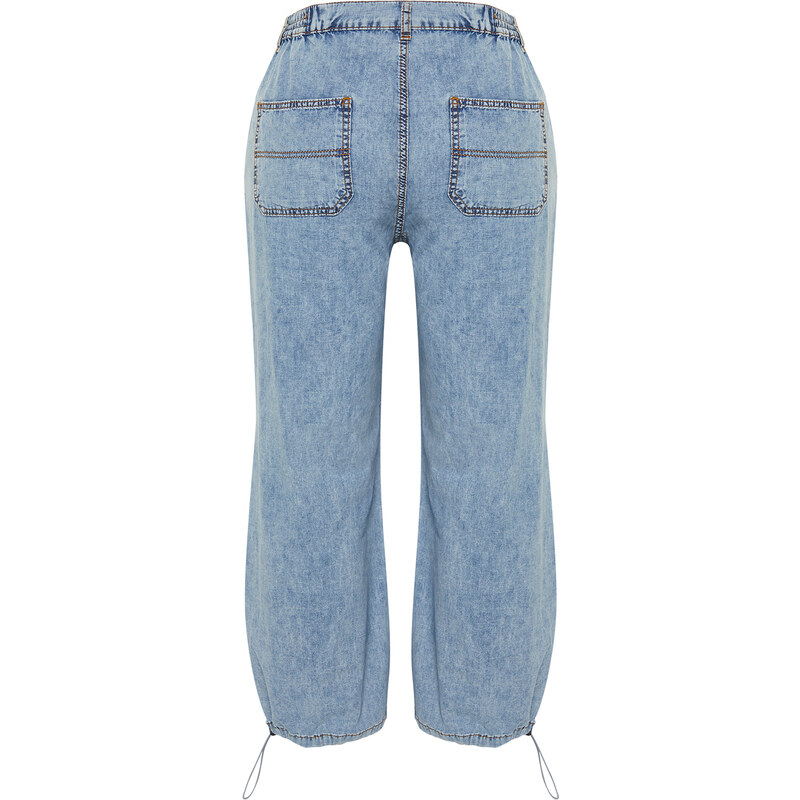 Trendyol Curve Blue Leg Stopper Detailed Denim Jeans