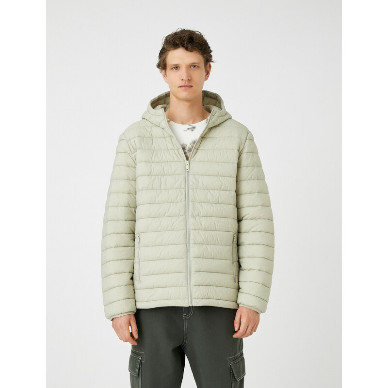 Koton Puffer Coat Sezónní kapuce na zip kapsa s detailem